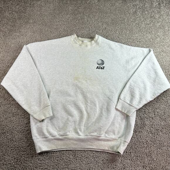VINATGE AT&T Sweatshirt Mens Extra Large Gray Black Pullover Crewneck 90s READ - Picture 1 of 14